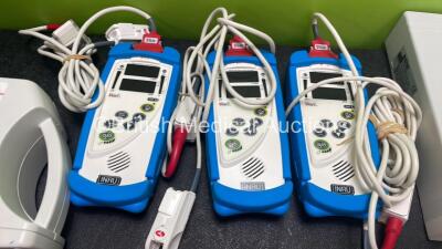 Mixed Lot Including 1 x Masimo Set Rad 8 Signal Extraction Pulse Oximeter with 1 x SpO2 Lead (Powers Up) 3 x Masimo Set Hand Held Signal Extraction Pulse Oximeters with 3 x SpO2 Finger Sensors (All Untested Due to Possible Flat Batteries, 1 x EFER MUCAM M - 3