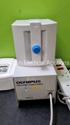 Mixed Lot Including 1 x Carefusion Alaris GH Syringe Pump, 2 x DevilBiss Standard Sleep Cubes, 1 x Olympus Isolation Transformer, 1 x Powervar Power Control Unit, 1 x AND Digital Blood Pressure Monitor, 1 x ERBE Filter Cartridge and 1 x Leica Y1916A High - 5