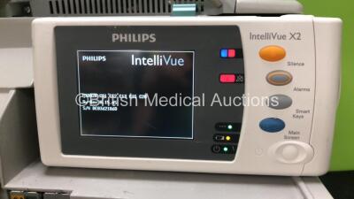 Philips IntelliVue MP50 Touch Screen Patient Monitor with 1 x Philips IntelliVue X2 Handheld Patient Monitor Including ECG, SpO2, NBP, Temp and Press Options (Both Power Up) *SN DE82072205 / DE83621860* - 4