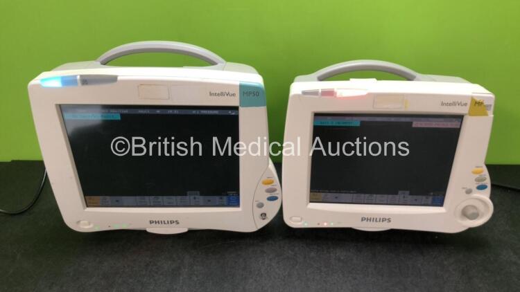 Job Lot Including 1 x Philips IntelliVue MP50 Patient Monitor (Powers Up with Damaged / Missing Dial - See Photos) and 1 x Philips IntelliVue MP30 Patient Monitor (Powers Up with Damaged Casing - See Photos) *SN DE82072217 / DE72850003*