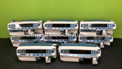 Job Lot Including 3 x CareFusion Alaris CC Syringe Pumps (2 x Damaged Light Casing - See Photos) 2 x CareFusion Alaris Plus GH Syringe Pumps, 2 x BD Alaris Guardrails Plus GH Syringe Pumps band 1 x CareFusion Alaris GH Syringe Pump *SN 800353258 / 8003527