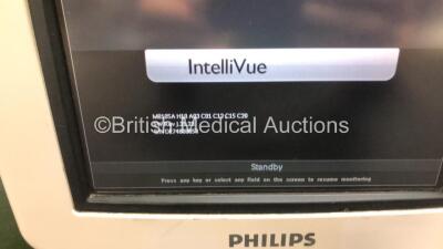 2 x Philips IntelliVue MP5 Patient Monitors Including ECG, NBP and SpO2 Options (Both Power Up, 1 x Damaged Casing - See Photos) *SN DE74808053 / de74808048* - 5