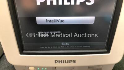 2 x Philips IntelliVue MP5 Patient Monitors Including ECG, NBP and SpO2 Options (Both Power Up, 1 x Damaged Casing - See Photos) *SN DE74808053 / de74808048* - 6