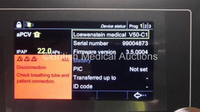 Lowenstein Medical Prisma V50-C Ventilator with Power Supply, User Manual and Accessories in Carry Case *Mfd 2020* (Powers Up, Like New, 2 Pin Power Supply - See Photos) - 4