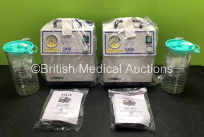 2 x SAM 12 Medical Suction Units with 2 x Hoses, 2 x Suction Cups and Manuals *Mfd 2020* (Like New in Boxes)