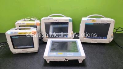 Job Lot Including 2 x Philips IntelliVue MP50 Patient Monitors (Both Power Up Both with Slight Damage to Casing) 2 x Philips IntelliVue MP5 Patient Monitors (Both Power Up) and 1 x Lidco Rapid Monitor (Untested Due to No Power Supply) *SN DE50187210 / DE1