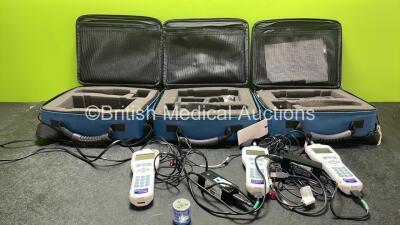 3 x Otoport NHSP OAE Screening Systems 2 x AC Power Supplies and Various Accessories in Carry Bags (All Power Up)