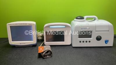 Mixed Lot Including 1 x Nihon Kohden Vismo Patient Monitor Including ECG, CO2, SpO2, NIBP and TEMP Options (Powers Up with Blank Screen) 1 x Welch Allyn 6000 Series Vital Signs Monitor with 1 x NIBP Hose and 1 x BP Cuff (Powers Up with Error and Damage-Se