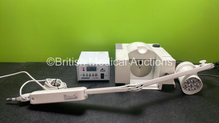 Mixed Lot Including 1 x CryoLogic-863 Freeze Control Unit (Powers Up) 1 x Luxo Surgical Light (Powers Up with Missing Stand) 1 x Acu Evac IE-2 Smoke Evacuator Unit (No Power) *SN R3502, 1992135*