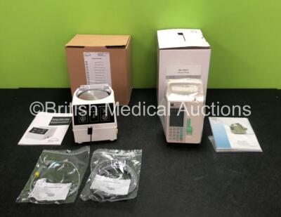 Mixed Lot Including 1 x Sino Medical SN-1800V Infusion Pump with User Manual in Box *Mfd - 2020* (Like New - In Box) and 1 x Lowenstein Prisma Vent Aqua Humidifier with Accessories and User Manual in Box (Powers Up in Excellent Condition)