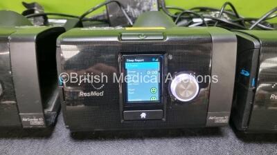 4 x ResMed Airsense 10 Autoset CPAP Units with 3 x AC Power Supplies (All Power Up, All with Missing Humidifier Chamber) *22172290084 / 231611669855 / 23172082172 / 23161704036* - 3