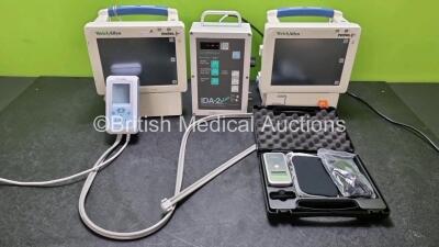 Mixed Lot Including 1 x Welch Allyn Pro BP 3400 Series Handheld Digital BP Monitor with Hose (Powers Up) 2 x Welch Allyn Propaq cs Patient Monitors (Untested Due to No Power Supply, 1 x UltraMedic IDA-2 Plus Infusion Device Analyzer and 1 x AL 7000 Alcosc