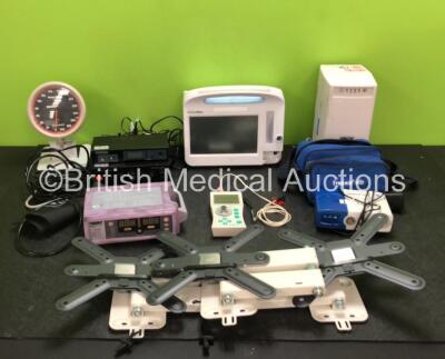 Mixed Lot Including 3 x One For All Ultra Slim Wall Brackets, 1 x Nellcor N-560 SpO2 Monitor, 1 x Welch Allyn BP Meter, 1 x Monacor SA-50 Amplifier, 1 x Welch Allyn 6000 Series Vital Signs Monitor (Damage to Casing - See Photos) 1 x B.Braun Stimuplex HNS 