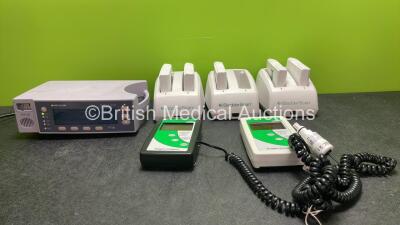 Mixed Lot Including 1 x Nellcor OxiMax N-600x Oximeter (Powers Up with Damage-See Photos) 3 x Bladder Scan Battery Chargers with 5 x Batteries (Untested) 2 x Analytical Industries Oxygen Analyzers (1 Powers Up, 1 No Power) *SN 706590123, 606462719, W04073