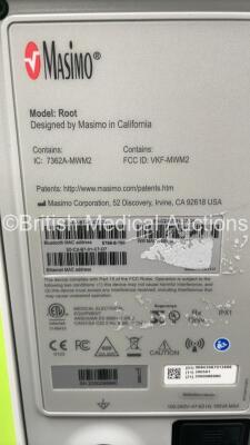 Masimo Pulse Oximeter on Stand with Root Monitor, 1 x Therapy Equipment Ltd Suction Pump and 1 x Respironics Cough Assist on Stand (All Power Up) *S/N 044073 / 079054 / 20000088990* - 3