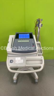 GE MAC 1600 ECG Machine on Stand with 10 Lead ECG Leads (Powers Up) *S/N SDE09370061NA*