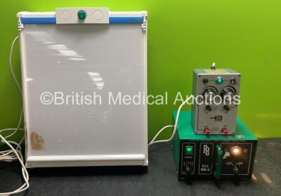 Mixed Lot Including 1 x Light Box, 1 x RB CLS 150-2 Light Source Unit and 1 x D Downs Cautery Unit (All Power Up)