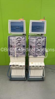 2 x Fresenius Medical Care 5008 Dialysis Machines Software Version 4.50 - Running Hours 19889 / 19672 with Hoses (Both Power Up - Damage to 1 x Unit) *S/N 1VEAP924 / 1VEAP925*