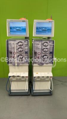 2 x Fresenius Medical Care 5008 Dialysis Machines Software Version 4.50 - Running Hours 19889 / 19672 with Hoses (Both Power Up - Damage to 1 x Unit) *S/N 1VEAP924 / 1VEAP925* - 7