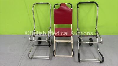 2 x Ferno Compact Evacuation Chairs (Incomplete) and 1 x Ferno Evacuation Chair