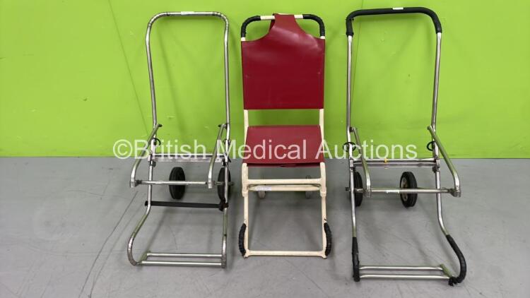 2 x Ferno Compact Evacuation Chairs (Incomplete) and 1 x Ferno Evacuation Chair