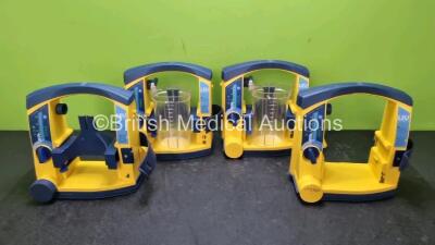 4 x Laerdal LSU Suction Units with 2 x Cups *Both with Missing Lids and 4 x Batteries (All Power Up) *SN 78112081595 / 78501758170 / 78271469662 / 78061577956*