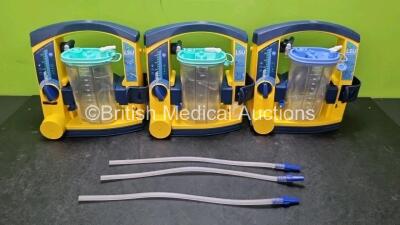 3 x Laerdal LSU Suction Units with 3 x Cups , 3 x Batteries and Hoses (All Power Up) *SN 78271469712 / 7810135912 / 78501361981*