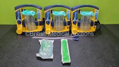 3 x Laerdal LSU Suction Units with 3 x Cups , 3 x Batteries and Hoses (All Power Up) *SN 7827146811 / 78201467941 / 78151467033*