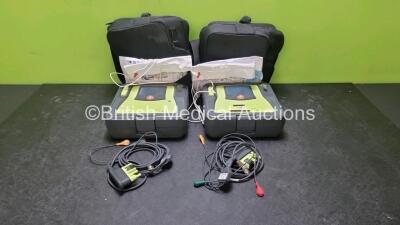 3 x Zoll AED PRO Defibrillators with 1 x 3 Lead ECG Lead, 2 x Batteries and 4 x Electrodes *2 x In Date* (Both Power Up) *SN AA14J03384 / AA14H033210*