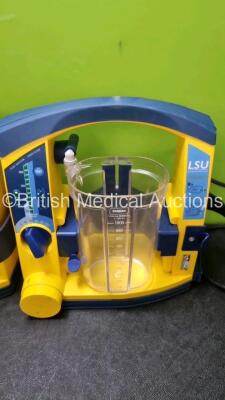 3 x Laerdal LSU Suction Units with 2 x Cups *Both Missing Lids* and 1 x Battery (All Power Up) *SN 78391472 / 78241468694 / 78122081720* - 2