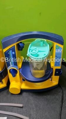 3 x Laerdal LSU Suction Units with 3 x Cups , 2 x Batteries and Hoses (All Power Up) *SN 782714697654 / 78201467936 / 78271469740* - 2