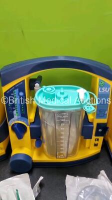 3 x Laerdal LSU Suction Units with 3 x Cups , 3 x Batteries and Hoses (All Power Up) *SN 78271469821 / 78451756996 / 78271469715* - 3