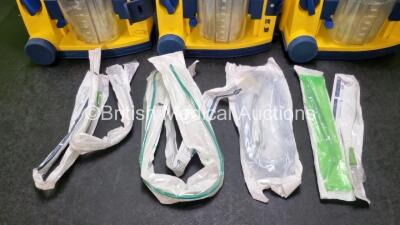 3 x Laerdal LSU Suction Units with 3 x Cups , 3 x Batteries and Hoses (All Power Up) *SN 78271469821 / 78451756996 / 78271469715* - 5