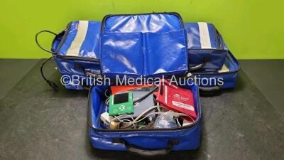 5 x Blue Ambulance Bags with Patient Monitoring Cables