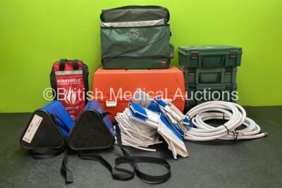 Mixed Lot Including First Aid Boxes, BP Cuffs, 2 x N20 Hoses and 1 x Burn Rescue Kit