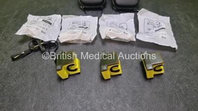 3 x Emma Ref 605100 Emergency Capnographs *Software Versions 1.5.0.7 / 1.5.2.8* (All Power Up) in 2 x Cases and 4 x Airway Adaptors - 5