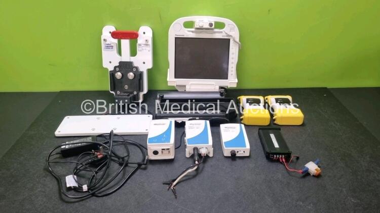 Job Lot Including 1 x Zoll Easy Doc Wall Mounted Bracket with Power, 1 x Panasonic CF-H2 Monitor with Printer with 2 x Ortivus BVC-1 Measuring Units, 1 x Ortivus Model M531 Measuring Units and 1 x DC Module and 2 x BCI 3301 SpO2 Monitors