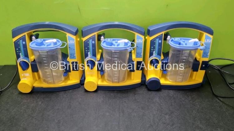 3 x LSU Laerdal Suction Units with 3 x Cups (All Power Up 1 x with Damage to Casing - See Photo) *SN 7811186753 / 78281581233 / 78342091921*