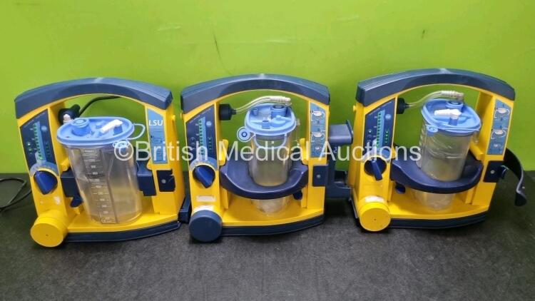 3 x LSU Laerdal Suction Units with 3 x Cups and 2 x Batteries (All Power Up) *SN 78111971316 / 78130958519 / 78300787115*&