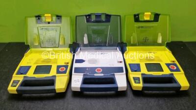 Job Lot Including 2 x Cardiac Science Powerheart AED G3 PRO Automated External Defibrillators and 1 x Cardiac Science Firstsave AED G3 Defibrillator (All Power Up) with 3 x Batteries *SN