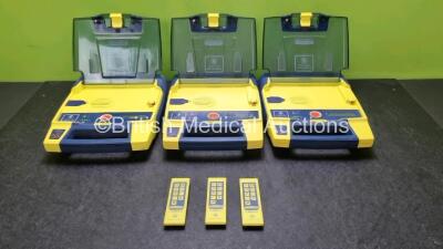 3 x Cardiac Science AED Trainers (All Power Up) with 3 x Cardiac Science AED Trainer Remotes and 3 x Batteries