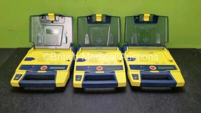 3 x Cardiac Science Powerheart AED G3 Automated External Defibrillators (All Power Up with Sock Battery Stock Battery Not Included) *SN 4008919 / 4325605 / 41611358*