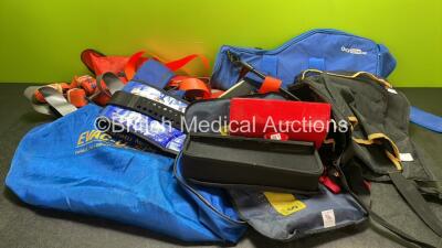 Mixed Lot Including 1 x Evac U Splint Carry Bag, 1 x Oxylitre Carry Bag, Safety Belts / Straps and Head Block