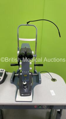 Lumenis Selecta Duet SLT/Yag Combo Laser Part Number GAS900000 with 2 x 12,5x Eyepieces on Motorized Table with Control Panel Display and Key (Powers Up with Key - Key Included -ZTV Invalid) * SN 10504 * * Mfd 2011 * - 3