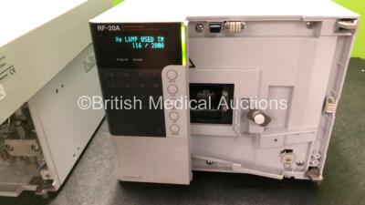 Job Lot Including 1 x Shimadzu SIL-20A Autosampler, 1 x Shimadzu LC-20AD Liquid Chromatograph, 1 x Shimadzu RF-20A Fluorescence Detector and 1 x Shimadzu DGU-20A3 Degasser (All Power Up with Missing Front Casing - See Photos) - 9