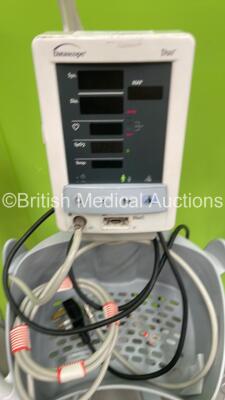 1 x Mindray Datascope Accutorr V Vital Signs Monitor on Stand with Leads, 1 x Datascope Duo Vital Signs Monitor on Stand with BP Hose and 2 x Welch Allyn SPOT Vital Signs Monitors on Stands (All Power Up) *S/N 201502928 / 201502930 /MD01362-L4* - 3