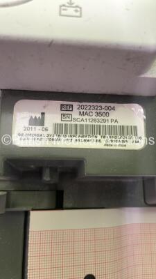 GE MAC 3500 ECG Machine on Stand with 10 Lead ECG Lead *Mfd 2011* (Powers Up) *SCA11263291PA* - 5