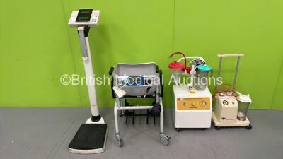 Mixed Lot Including 1 x Therapy Equipment Suction Pump (Powers Up) 1 x Seca Wheelchair Weighing Scales (Damaged) 1 x Aerosol Medical Suction Unit (Powers Up) and 1 x Seca Stand on Scales