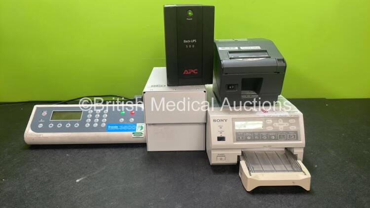 Mixed Lot Including 1 x APC Back Ups Unit (Powers Up) 1 x Graseby 3500 Anaesthesia Pump (No Power with Loose Casing-See Photo) 1 x Sony UP-21MD Color Video Printer (Powers Up) 2 x Medical Isolating Transformers and 1 x Star TSP700II Printer (Untested Due