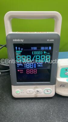 Mixed Lot Including 2 x Mindray VS-600 Patient Monitors (1 Powers Up, 1 No Power with Damage-See Photo) 1 x Alaris PK Pump (Powers Up) 2 x Covidien Filac ADA Thermometer (Both Untested Due to Possible Flat Batteries) 1 x Respironic REF 1112266 Nebulizer ( - 2